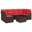 Sofa Sæt 7 pcs Brun og Rød polyrattan
