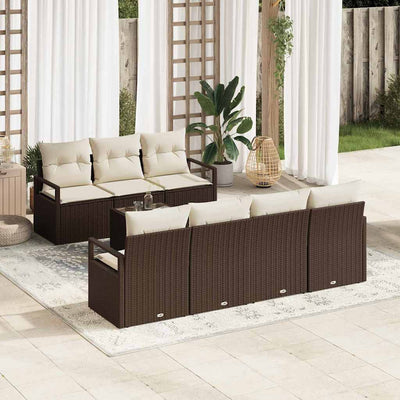 Sofa Sæt med pude 8 pcs Brun og Creme polyrattan