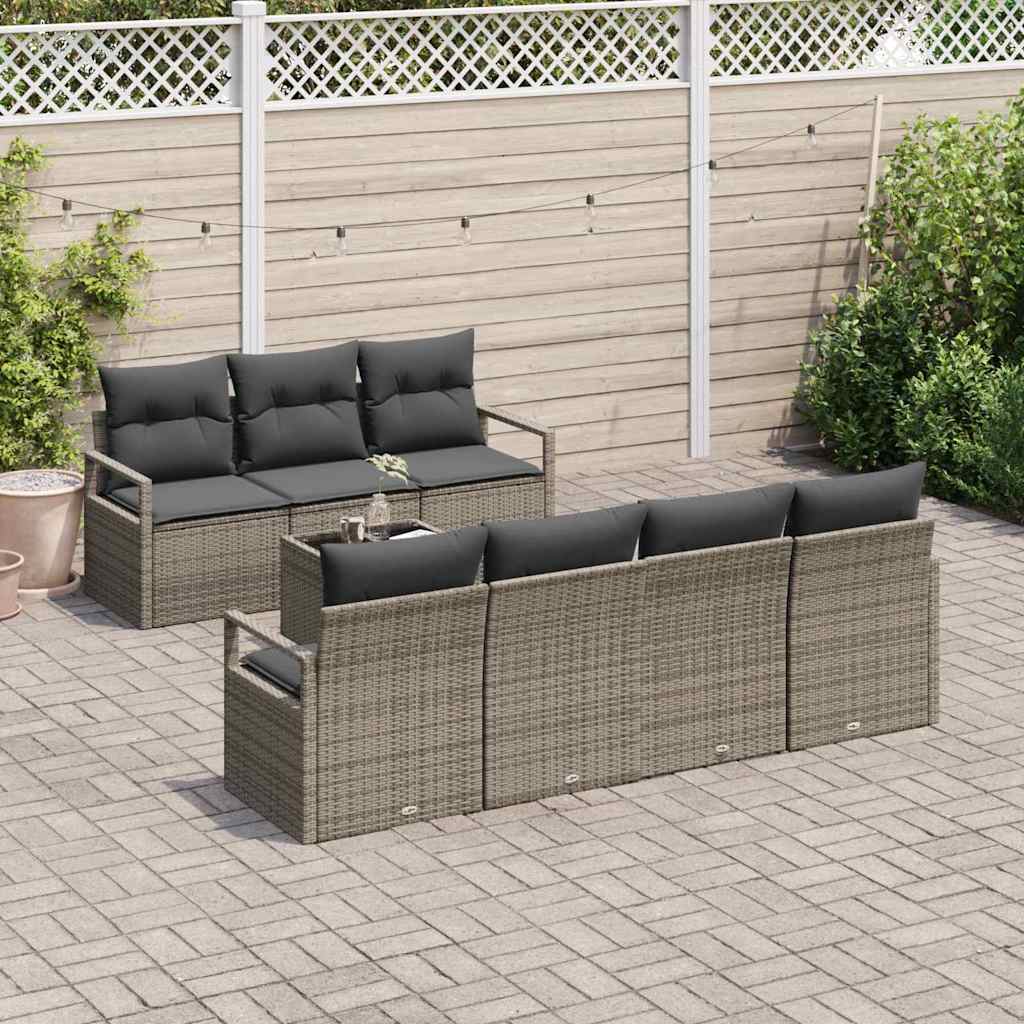 Sofa Sæt 8 stk. 7-Antal sæder Grå polyrattan