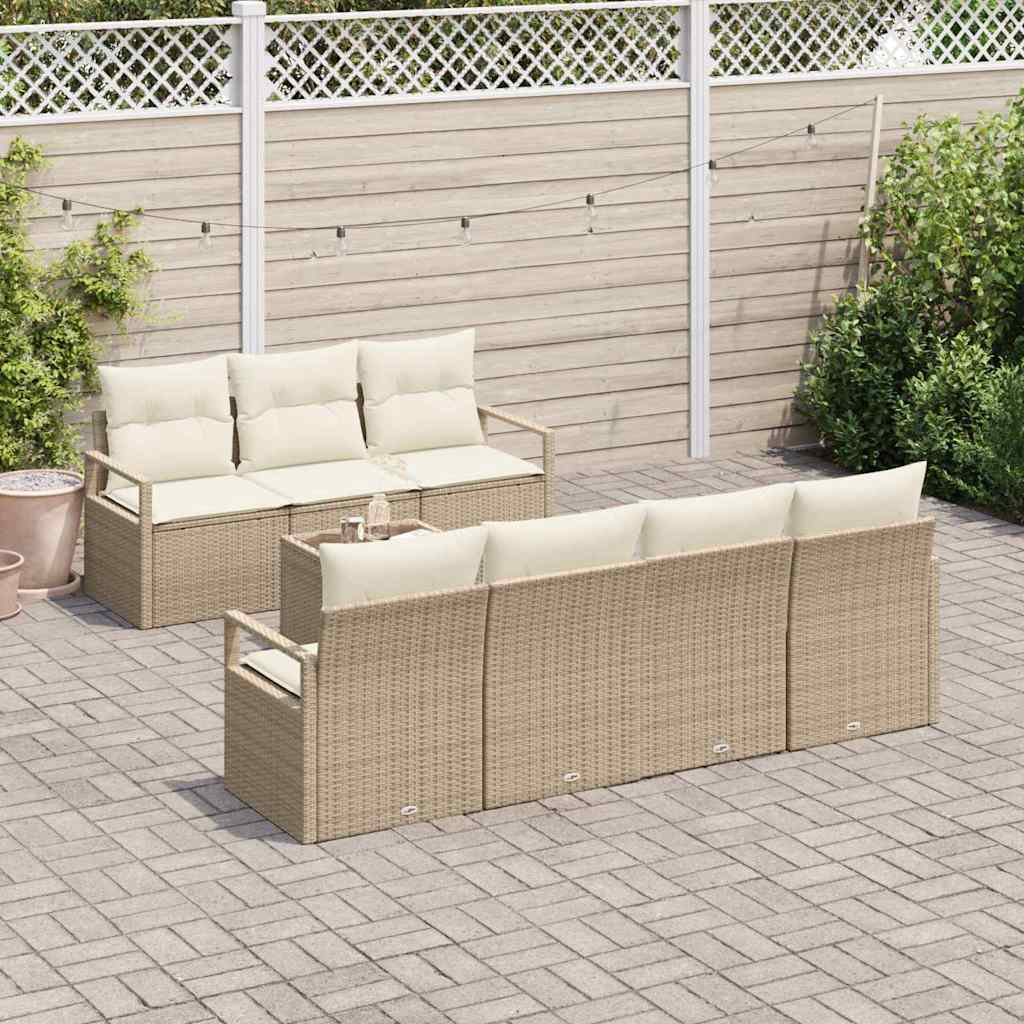 Sofa Sæt med pude 8 pcs Beige og creme polyrattan