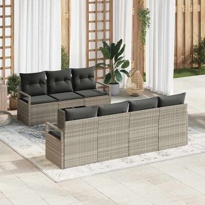 Sofa Sæt med pude 8 pcs Lysegrå polyrattan