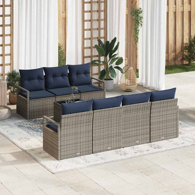 Sofa Sæt med pude 8 pcs Grå polyrattan