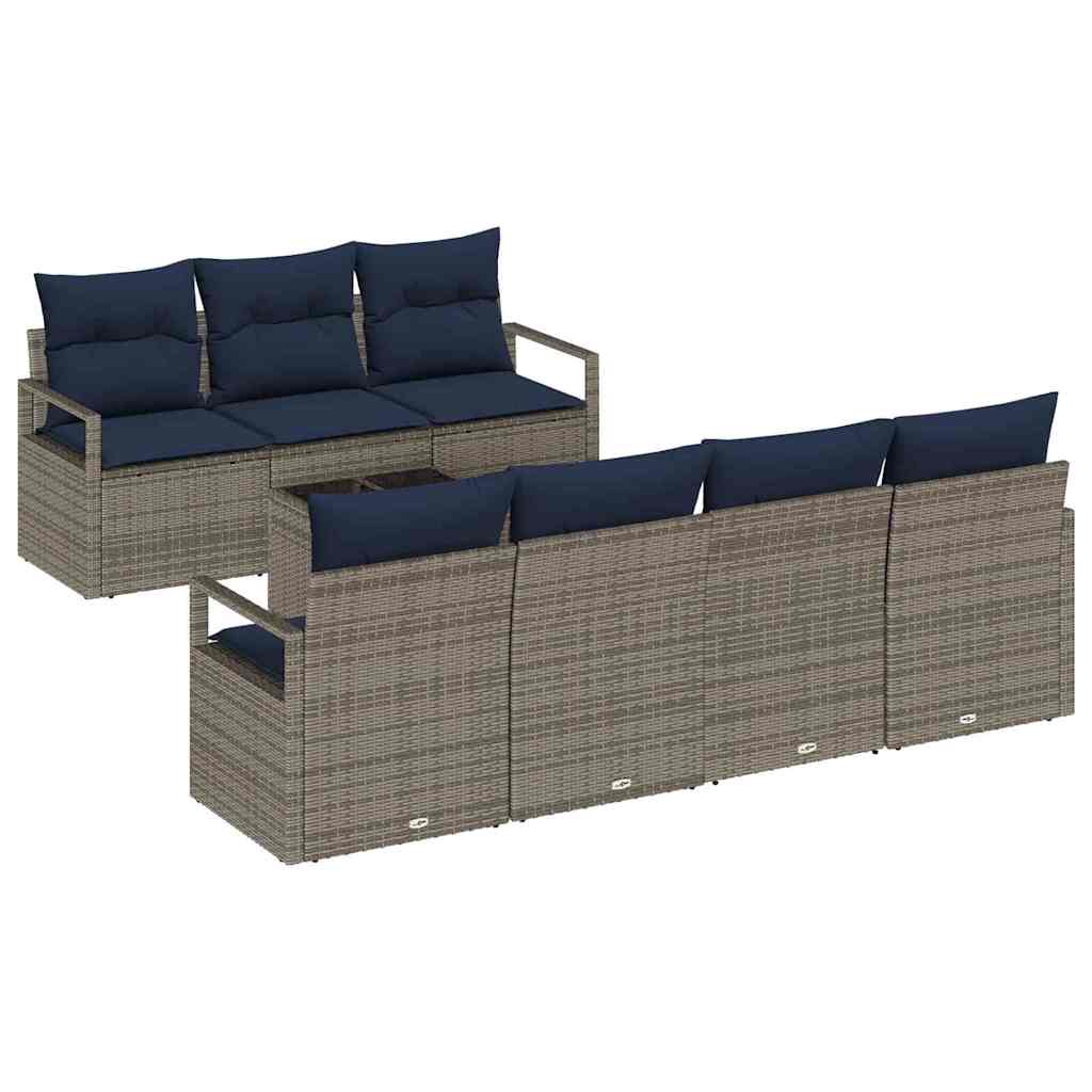 Sofa Sæt med pude 8 pcs Grå polyrattan