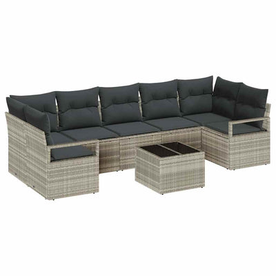 Sofa Sæt 8 pcs Lysegrå og mørkegrå polyrattan