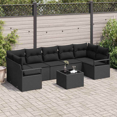 Sofa Sæt 8 pcs Sort polyrattan