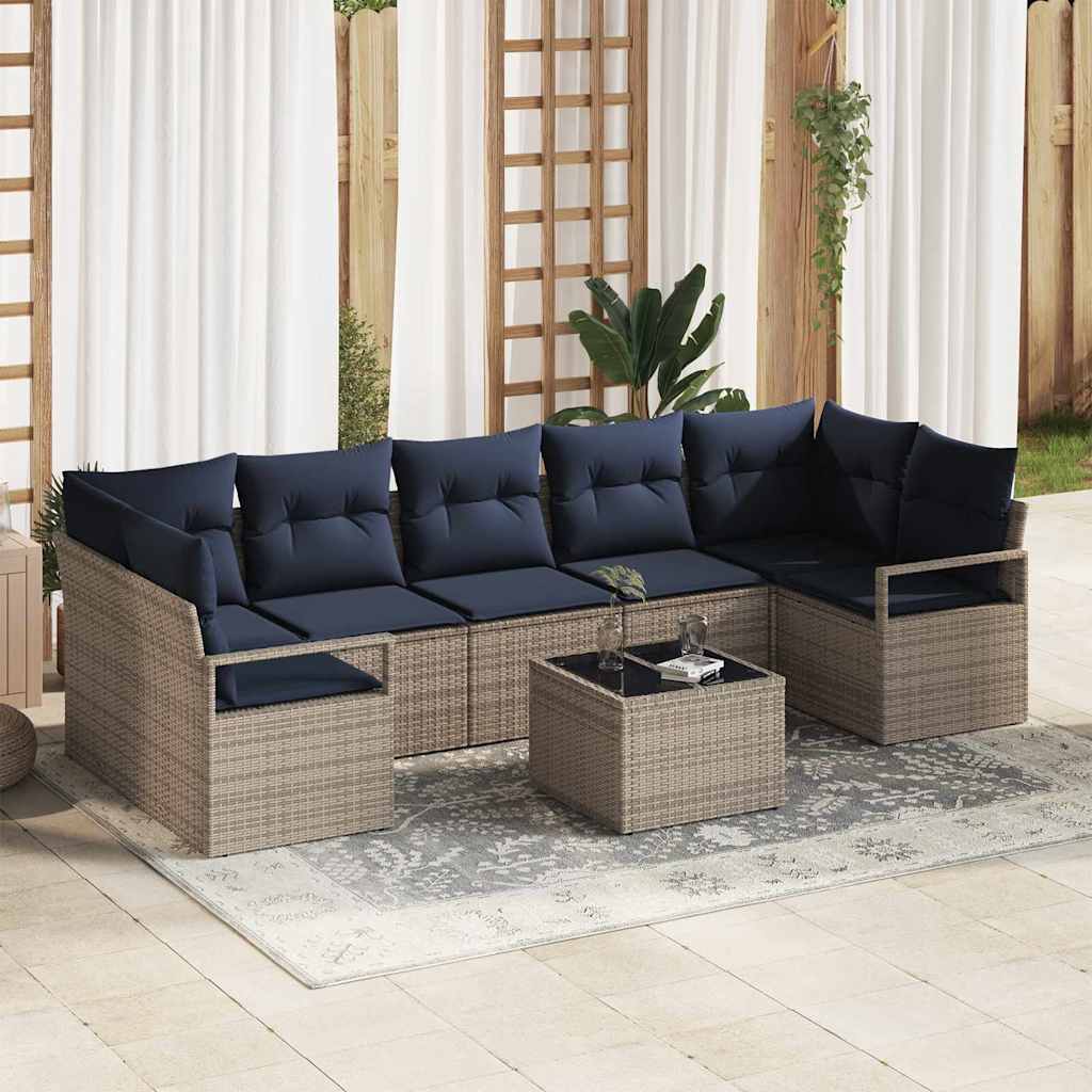Sofa Sæt 8 pcs Grå polyrattan