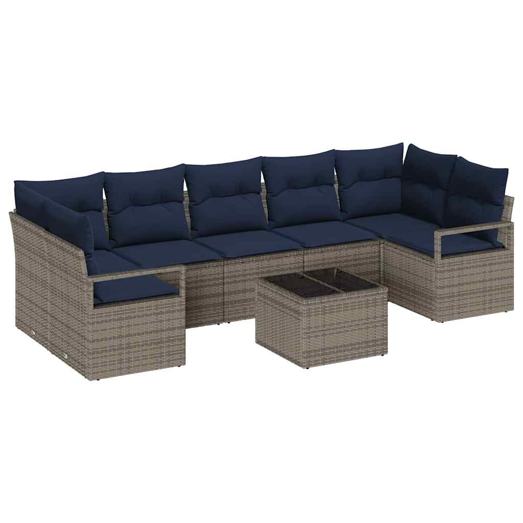 Sofa Sæt 8 pcs Grå polyrattan