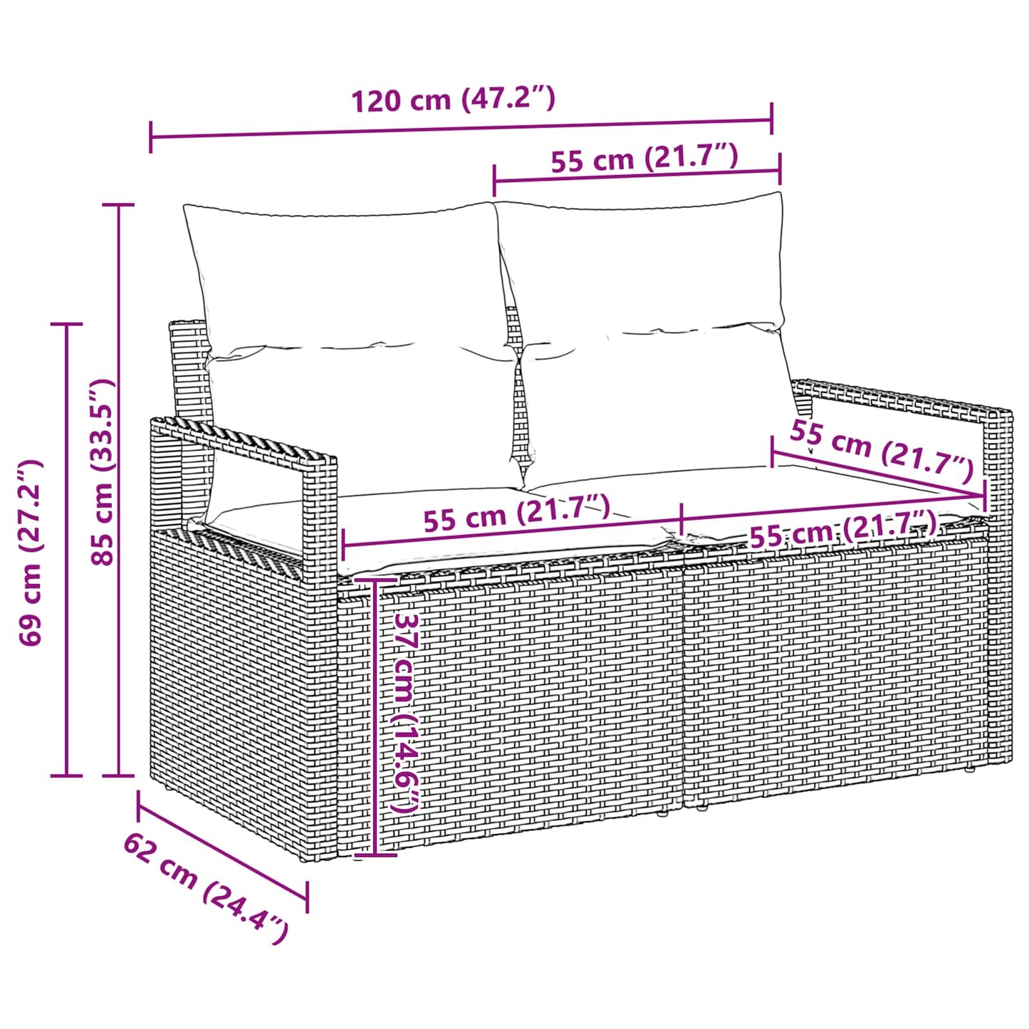 Sofa Sæt 8 pcs Grå polyrattan