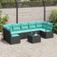 Sofa Sæt 8 pcs Sort og turkis polyrattan