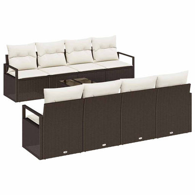 Sofa Sæt med pude 7 pcs Brun og Creme polyrattan