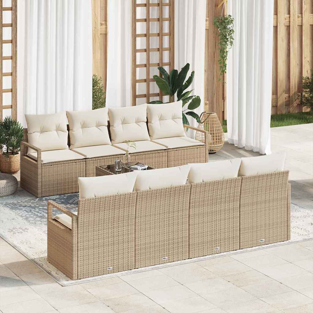 Sofa Sæt med pude 7 pcs Beige og creme polyrattan