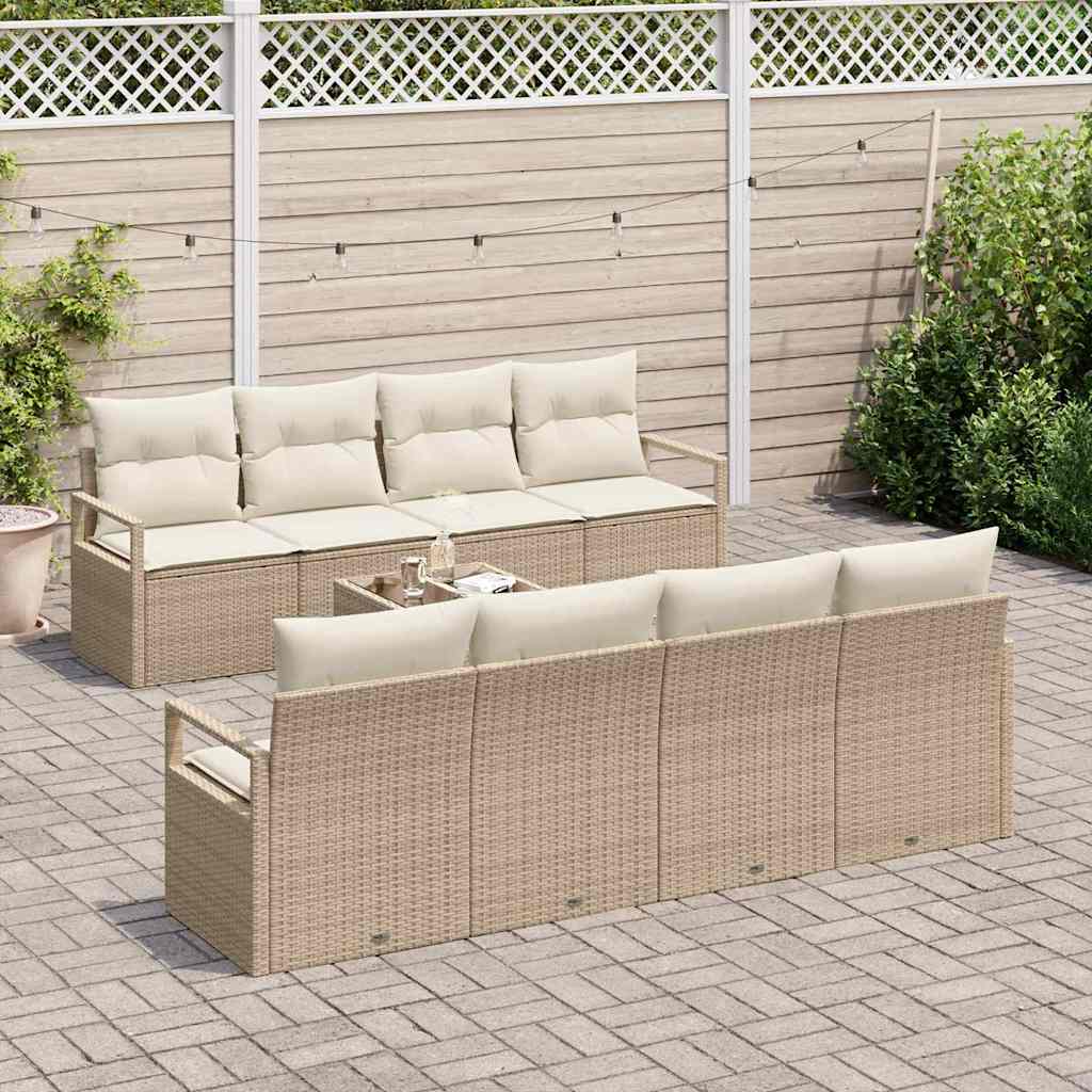 Sofa Sæt med pude 7 pcs Beige og creme polyrattan