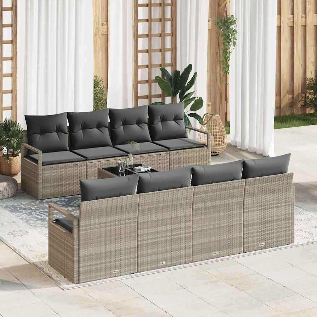 Sofa Sæt med pude 7 pcs Lysegrå polyrattan