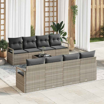 Sofa Sæt med pude 7 pcs Lysegrå polyrattan