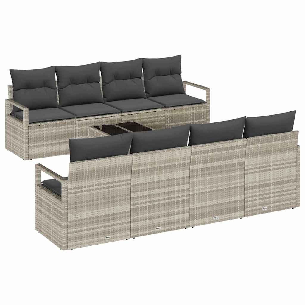 Sofa Sæt med pude 7 pcs Lysegrå polyrattan