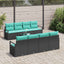 Sofa Sæt med pude 7 pcs Sort og Lys Blå polyrattan