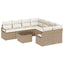 Sofa Sæt 9 stk. 8-Antal sæder Beige og creme Polyrattan