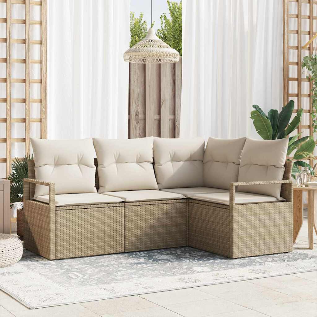 Sofa Sæt 4 pcs Beige polyrattan