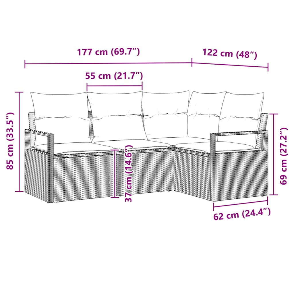 Sofa Sæt 4 pcs Beige polyrattan