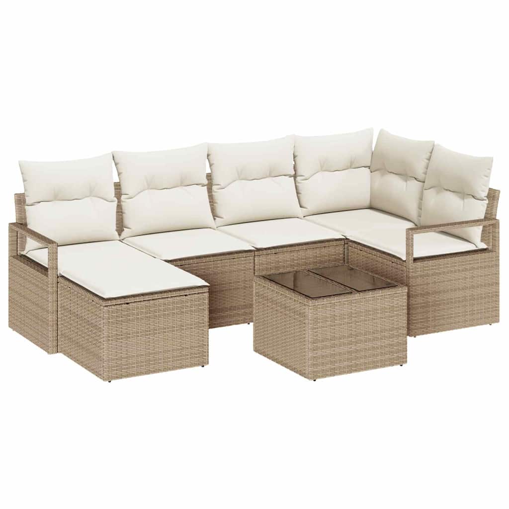 Sofa Sæt 7 stk. Beige polyrattan