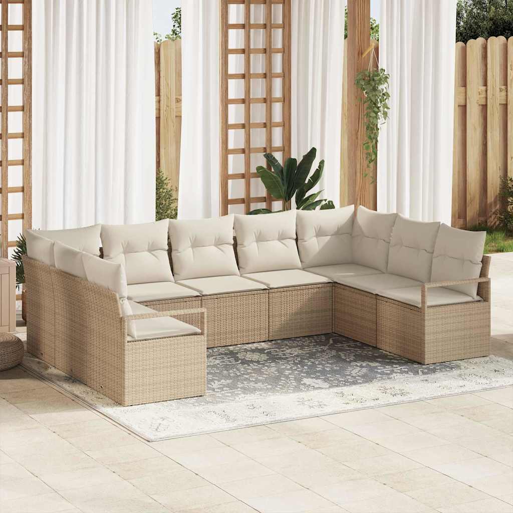 Sofa Sæt med pude 9 pcs Beige polyrattan
