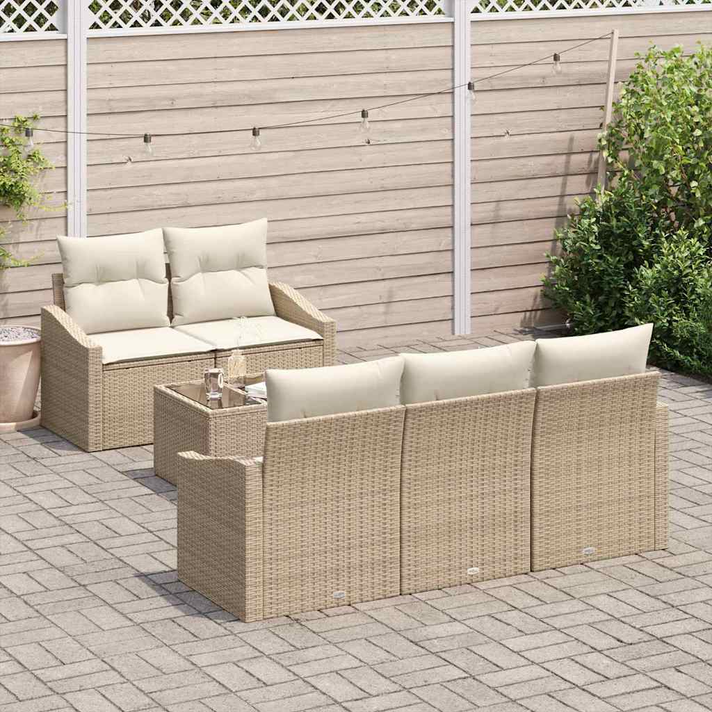 Sofa Sæt med pude med pude 6 pcs Beige og creme polyrattan