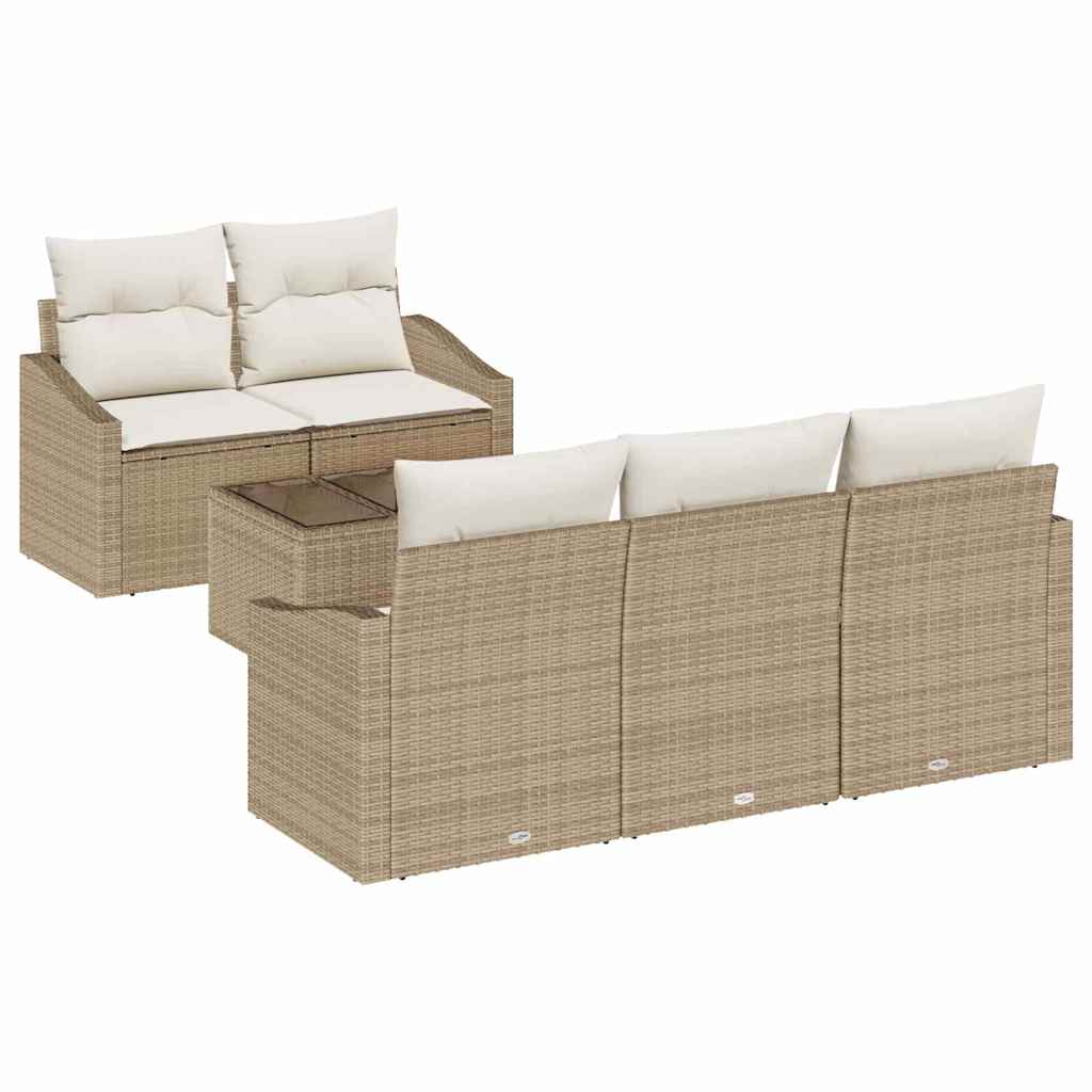 Sofa Sæt med pude med pude 6 pcs Beige og creme polyrattan