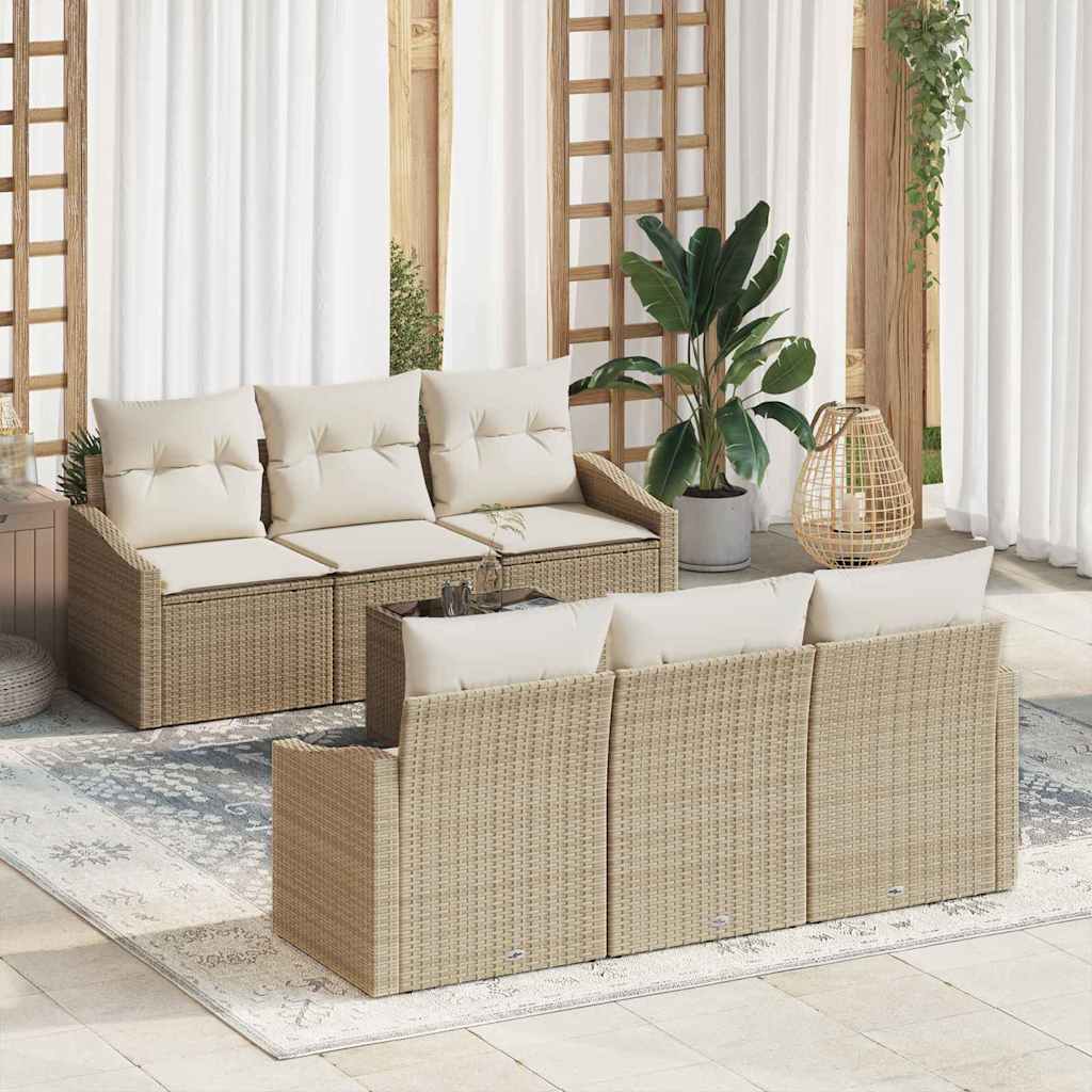 Sofa Sæt med pude med pude 7 pcs Beige og creme polyrattan