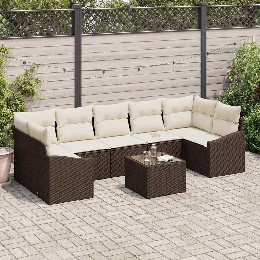Sofa Sæt med pude Brun og Creme 55 x 55 x 37 cm polyrattan