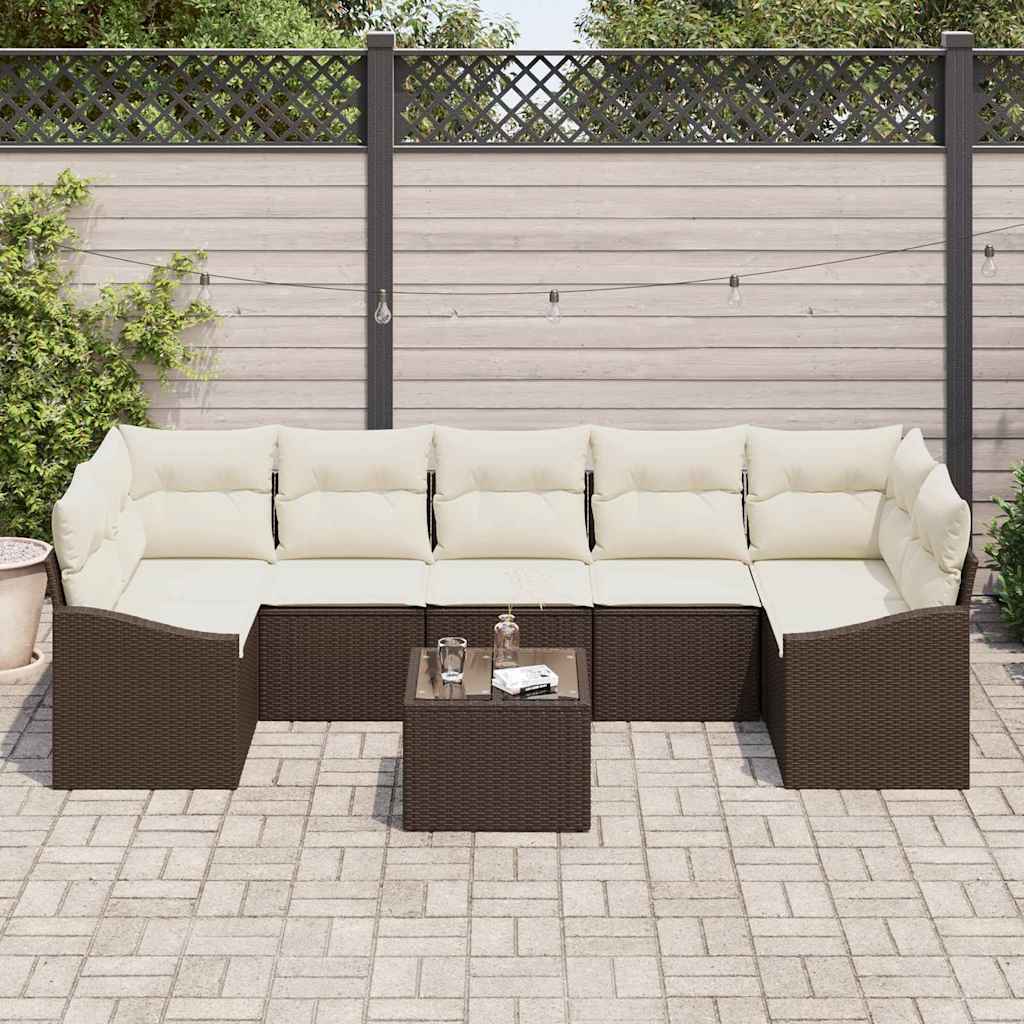 Sofa Sæt med pude Brun og Creme 55 x 55 x 37 cm polyrattan