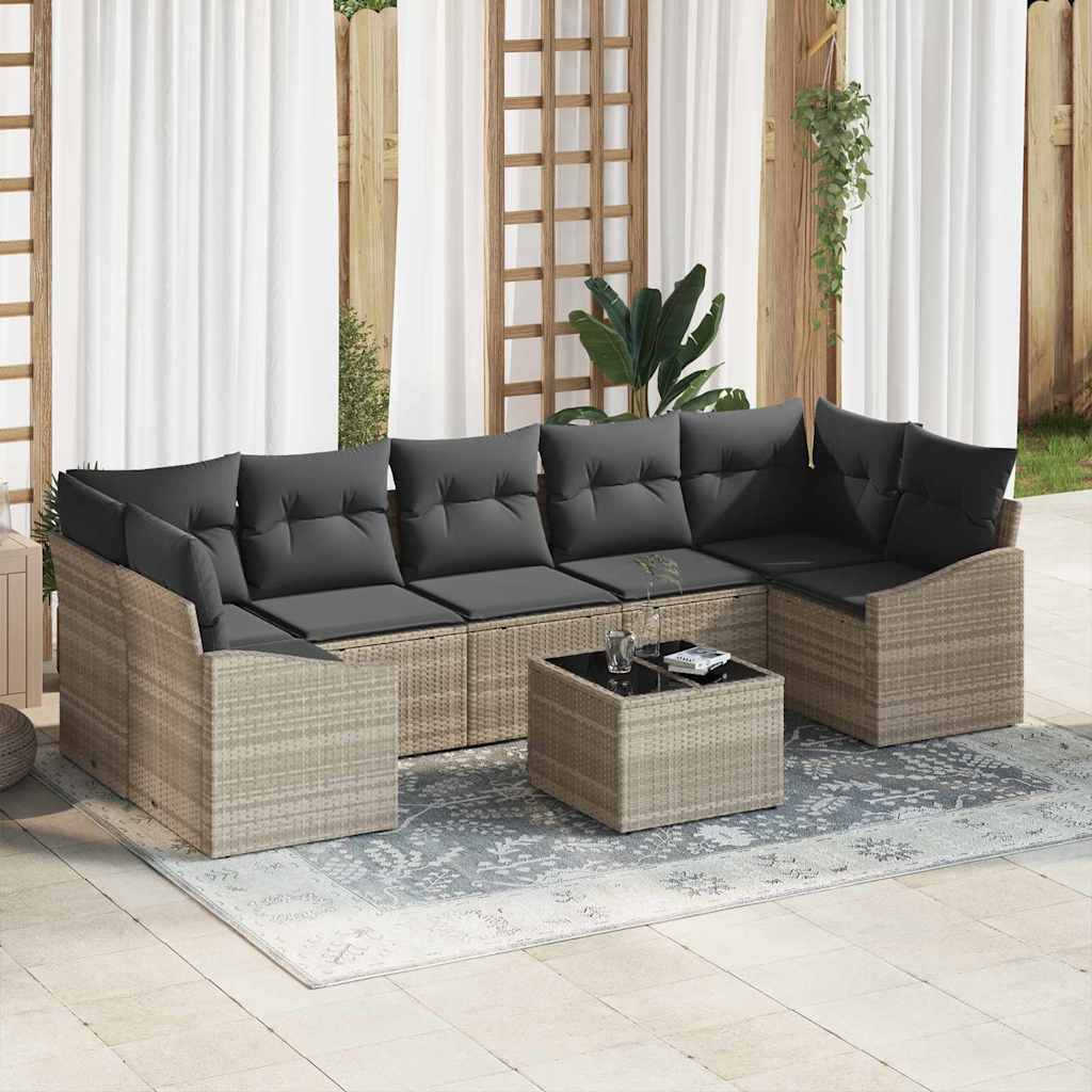 Sofa Sæt med pude med pude Lysegrå 55 x 55 x 37 cm polyrattan