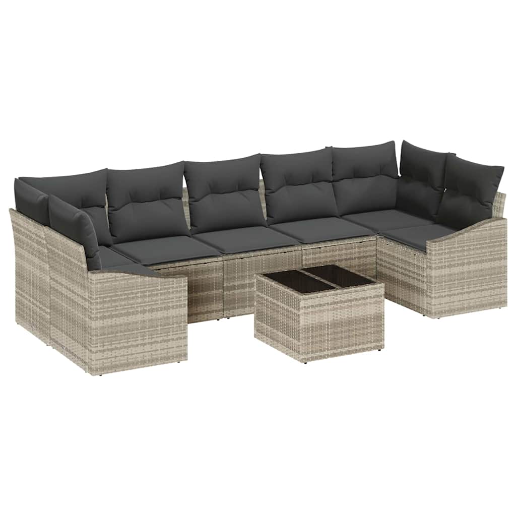 Sofa Sæt med pude med pude Lysegrå 55 x 55 x 37 cm polyrattan