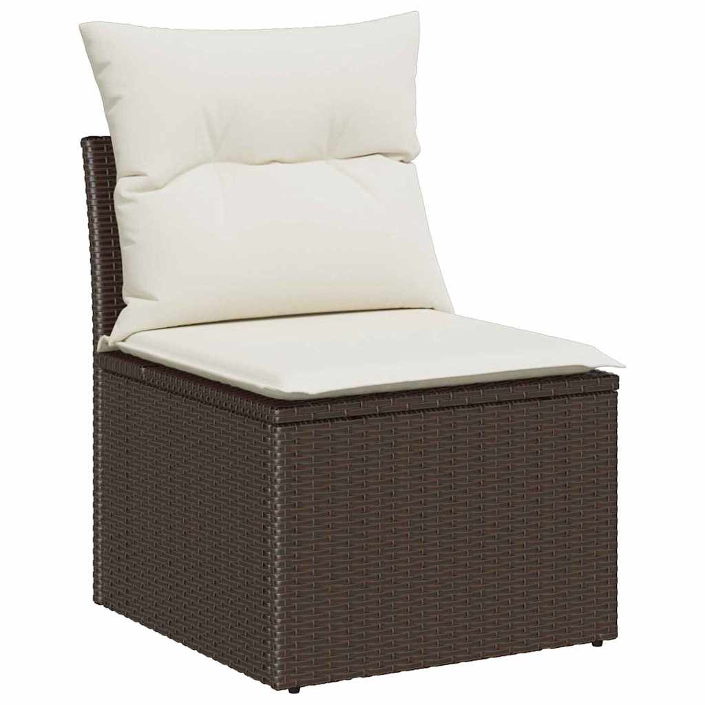 Sofa Sæt med pude med pude 9 pcs Brun og Creme polyrattan