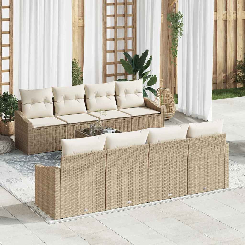 Sofa Sæt med pude med pude 9 pcs Beige og creme polyrattan