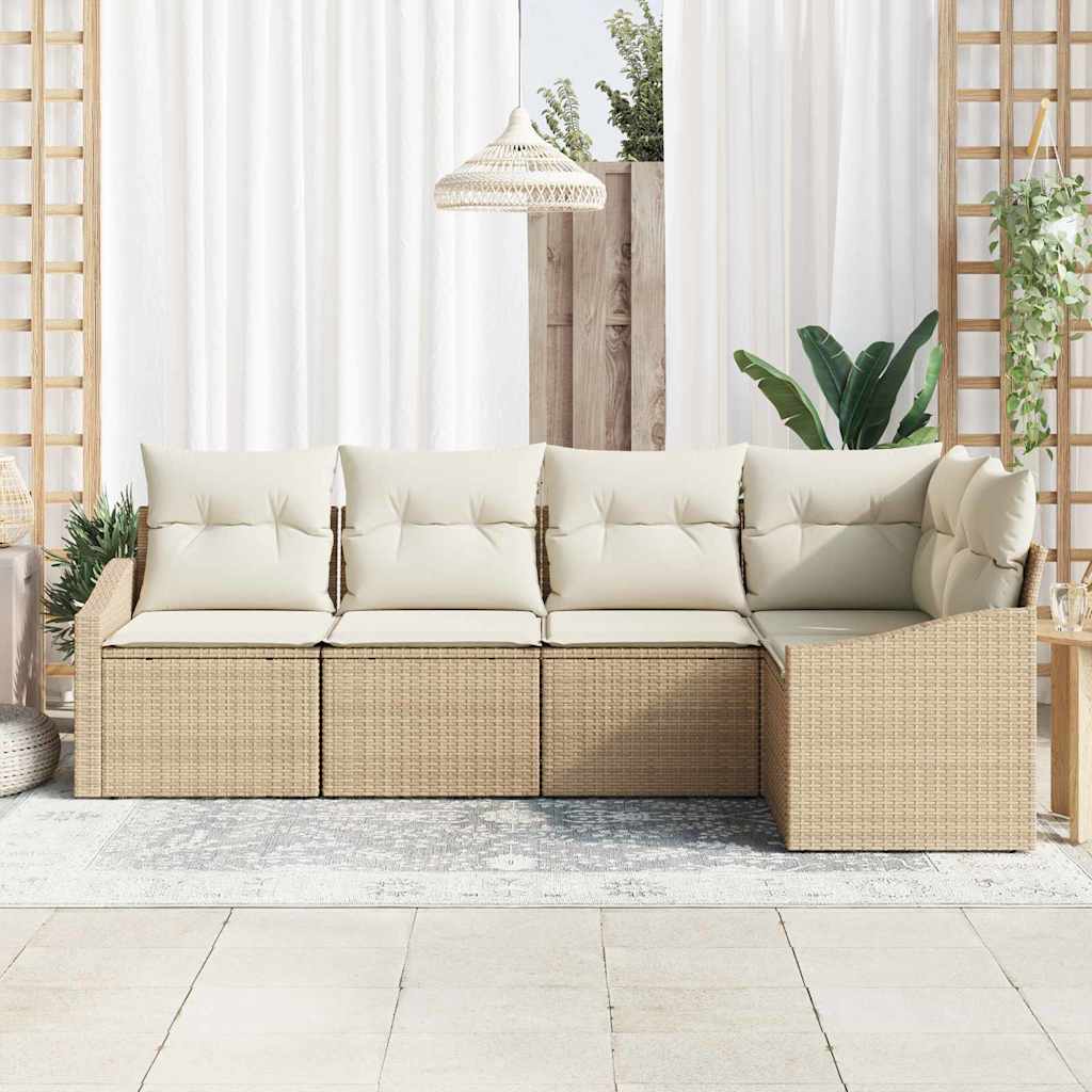 Sofa Sæt 5 stk. Beige polyrattan