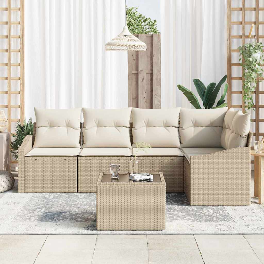 Sofa Sæt 6 stk. Beige polyrattan