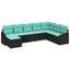 Sofa Sæt med pude 8 pcs Sort polyrattan