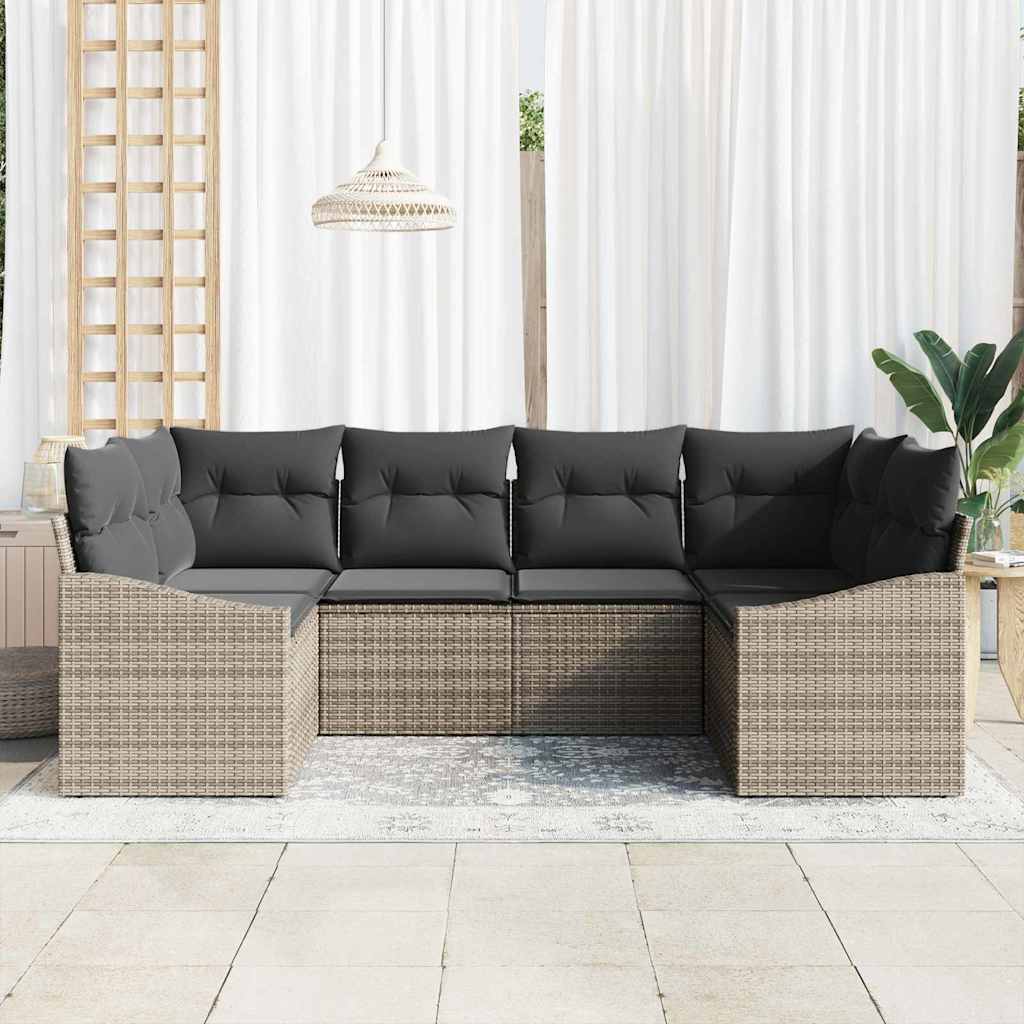 Sofa Sæt med pude 6 pcs Grå polyrattan