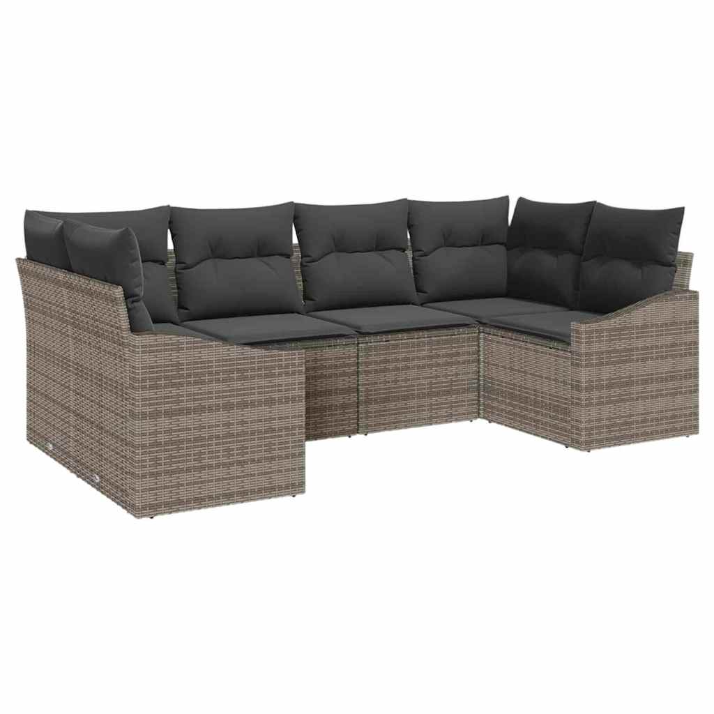 Sofa Sæt med pude 6 pcs Grå polyrattan