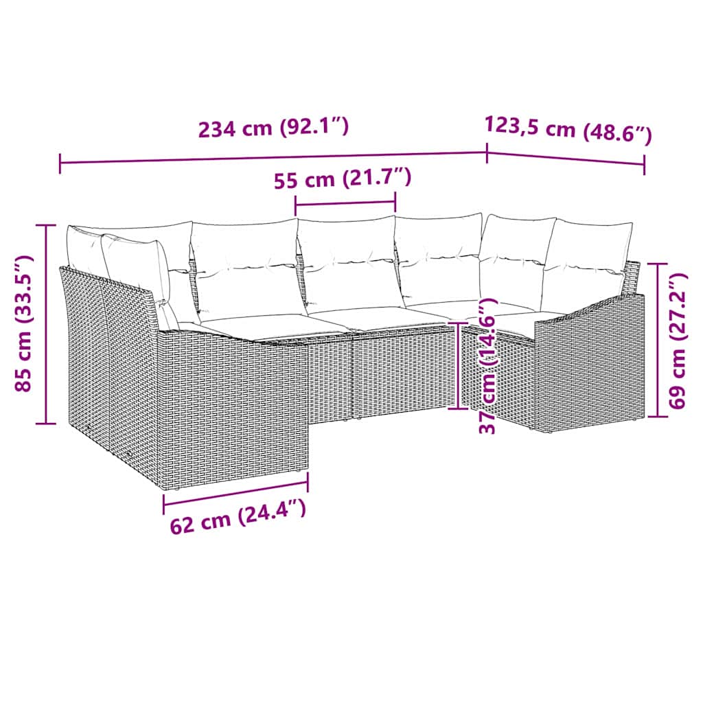 Sofa Sæt med pude 6 pcs Beige polyrattan