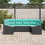 Sofa Sæt med pude 6 pcs Sort polyrattan