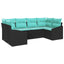 Sofa Sæt med pude 6 pcs Sort polyrattan