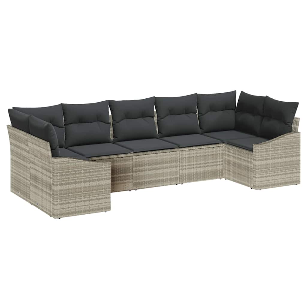 Sofa Sæt 7 stk. Lysegrå polyrattan