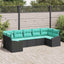 Sofa Sæt med pude 7 pcs Sort polyrattan