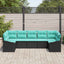 Sofa Sæt med pude 7 pcs Sort polyrattan