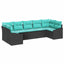 Sofa Sæt med pude 7 pcs Sort polyrattan