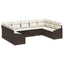 Sofa Sæt med pude 9 pcs Brun polyrattan