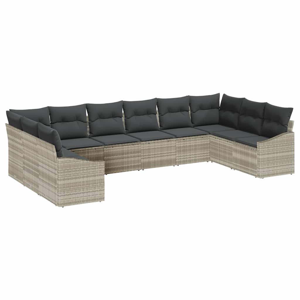 Sofa Sæt 10 stk. Lysegrå polyrattan