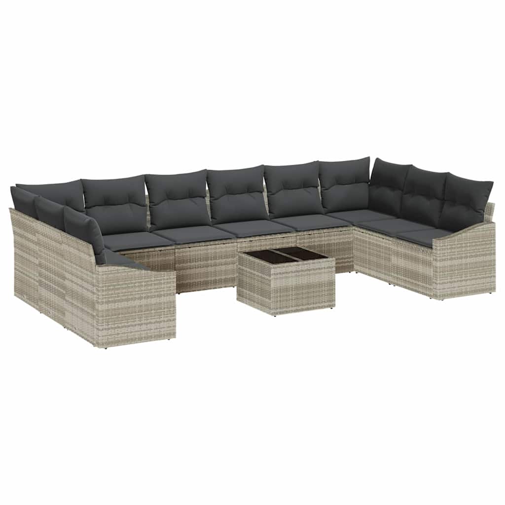 Sofa Sæt med pude 11 pcs Lysegrå polyrattan