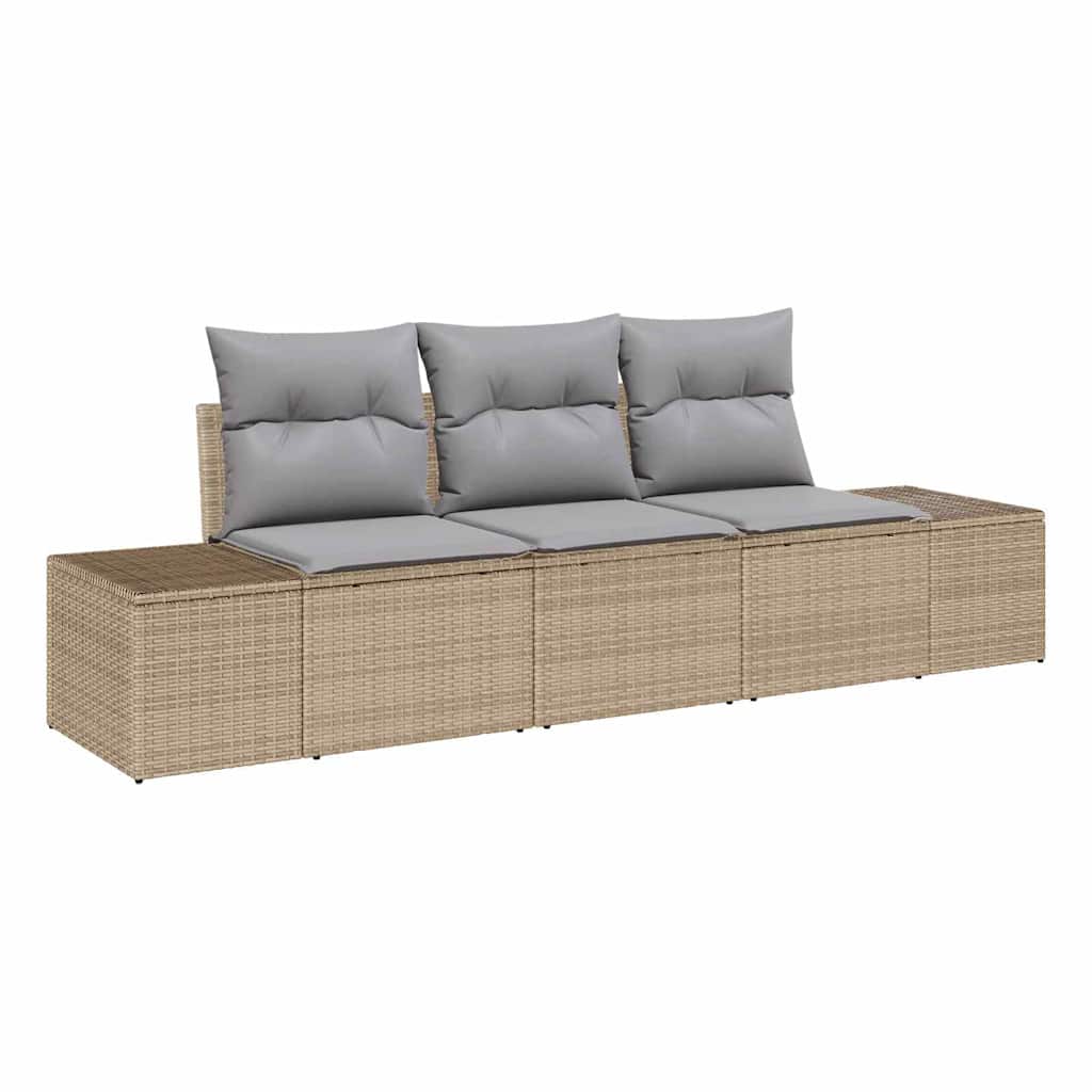 Sofa Sæt med pude 3 pcs Beige polyrattan